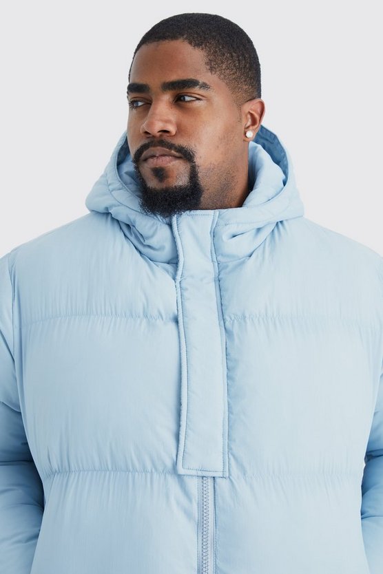 Plus kastige Steppjacke mit Kapuze und Knopfleiste