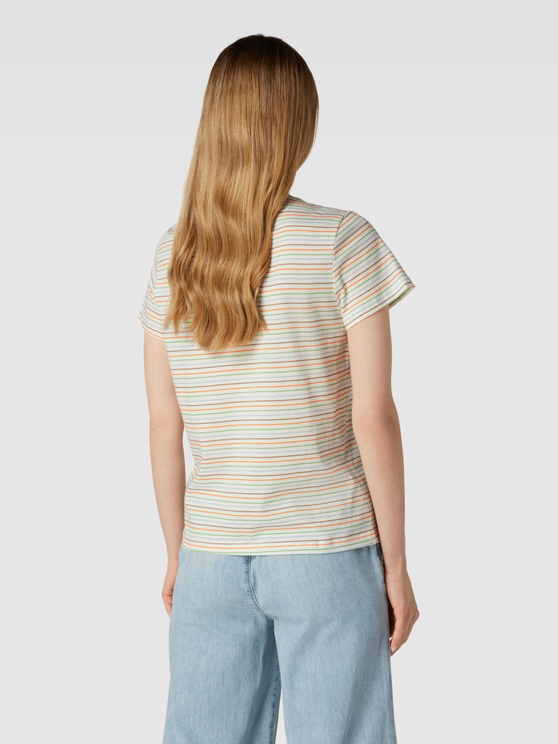 T-Shirt mit Streifenmuster in orange