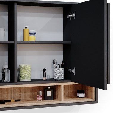 Vicco Spiegelschrank Badschrank Badspiegel BEATRICE 80cm Anthrazit / Sonoma