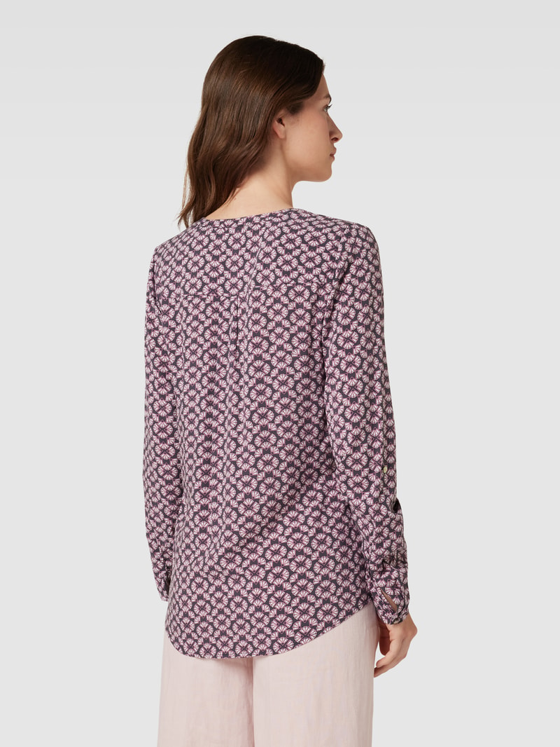 Bluse aus Viskose mit grafischem Allover-Muster in anthrazit