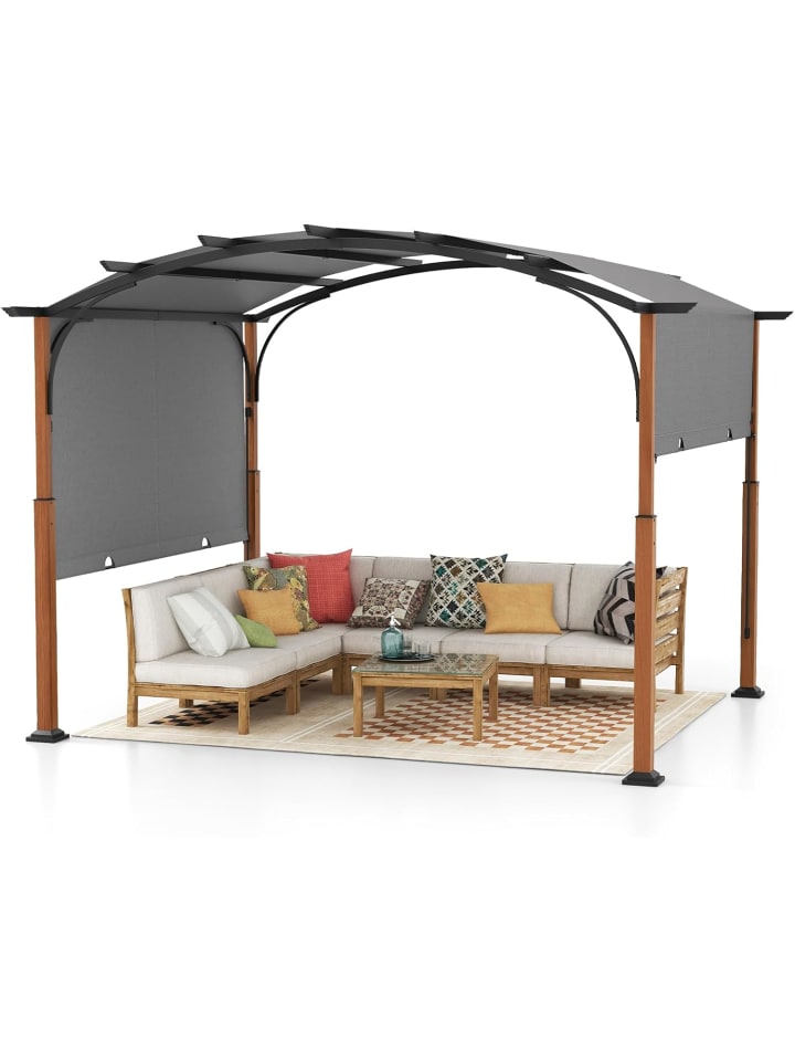 COSTWAY Pergola mit ausziehbarem Dach 3,6x3m in Grau günstig kaufen onesize