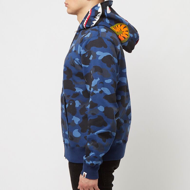 A Bathing Ape Color X Camo Separate Shark Full Zip Hoodie red x navy