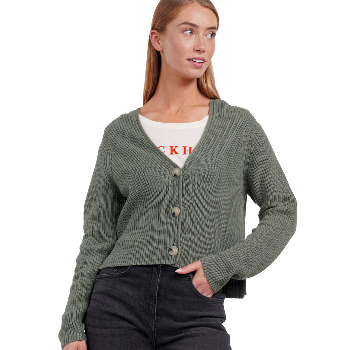 Damen Strickjacke aus Rippstrick