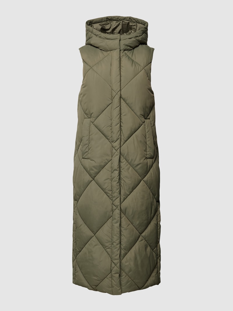 Longweste mit Kapuze Modell 'Puffa' in olivgrün