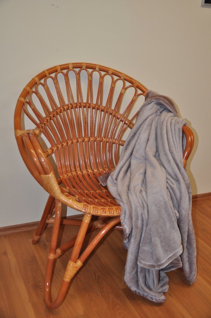 Rattani Rattanstuhl Rattansessel Lentera, Fb. Cognac inkl. Decke