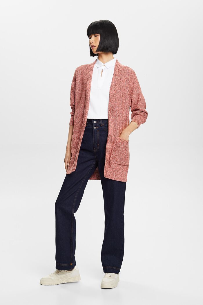 Langer Cardigan mit offener Front, 100 % Baumwolle