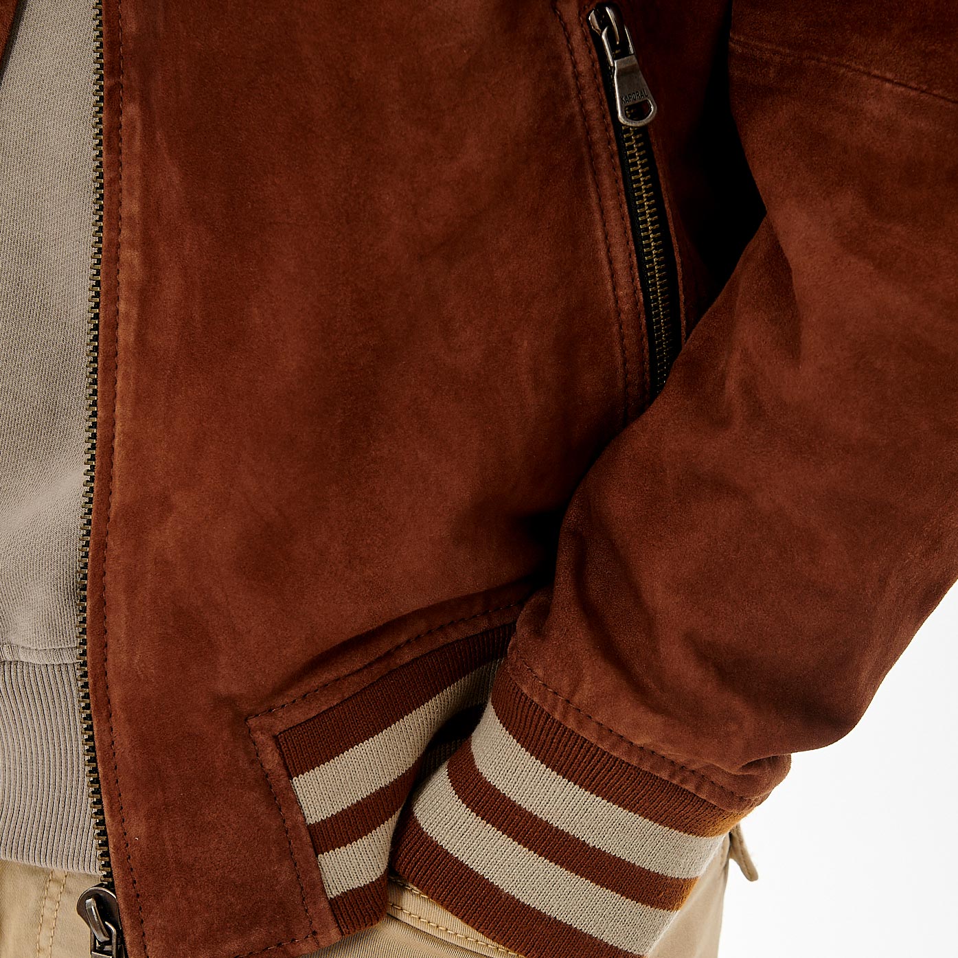 NAVAR  Blouson en cuir marron Homme