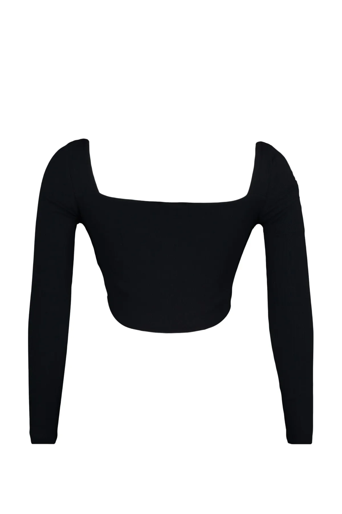 Trendyol Curve  Schwarze, taillierte Strickbluse mit Paspelierung TBBAW23AF00118