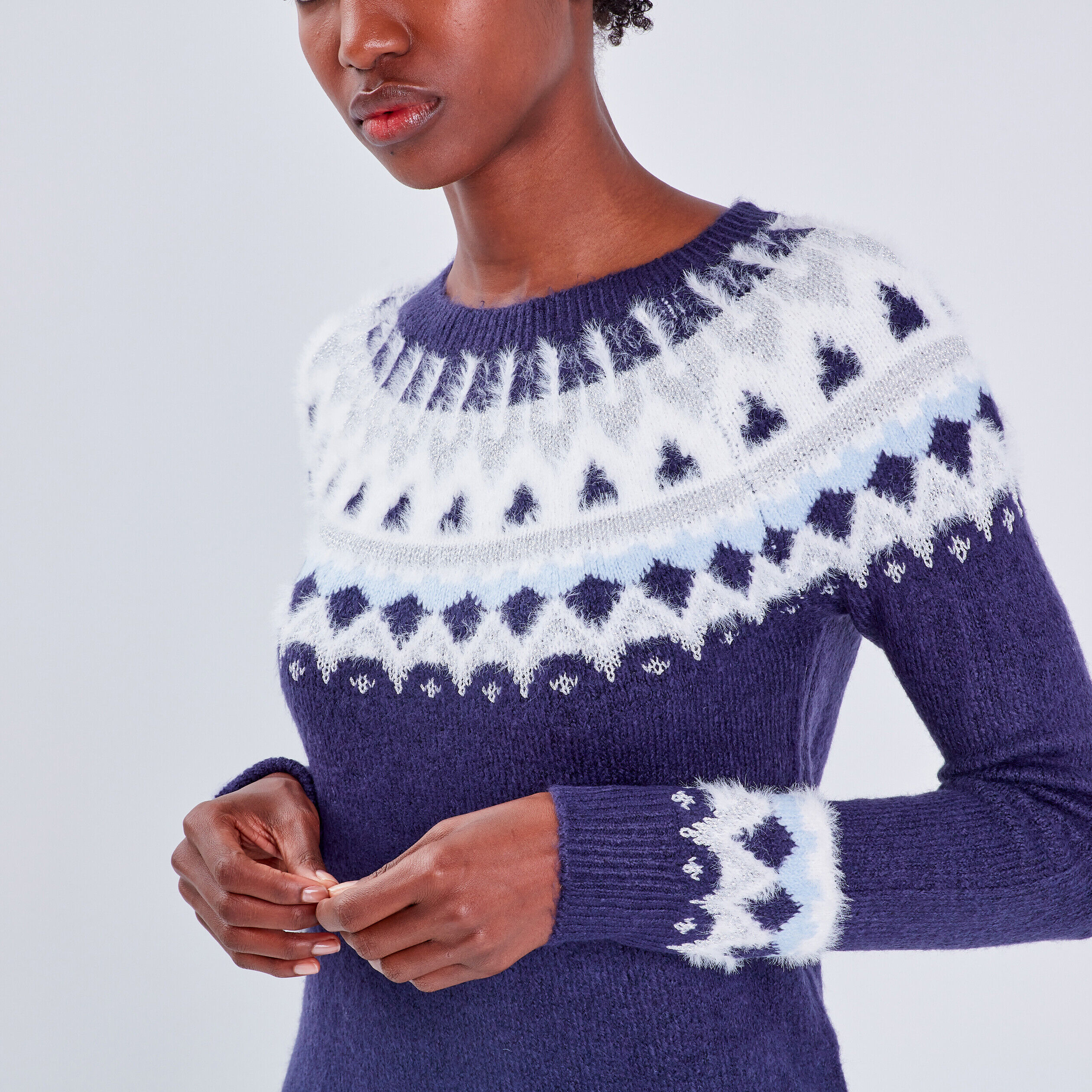 Robe pull droite bleu marine femme | Cache Cache
