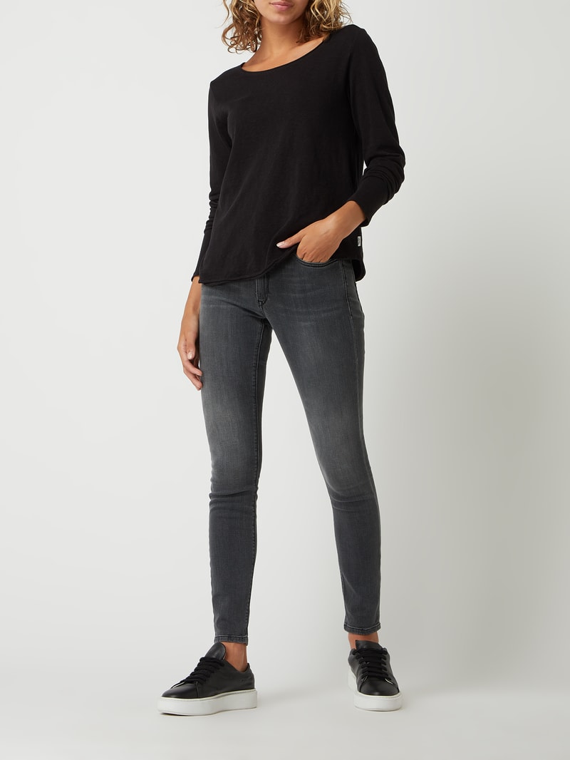Skinny Fit High Waist Jeans mit Stretch-Anteil Modell 'Luzien' in anthrazit