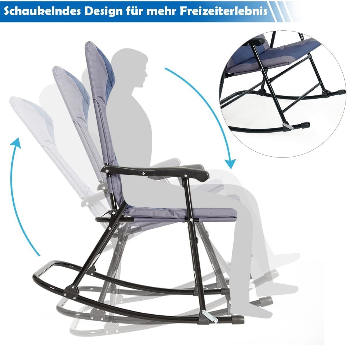 KOMFOTTEU Schaukelstuhl Set mit Beistelltisch, Outdoor-Gartenmöbel-Set