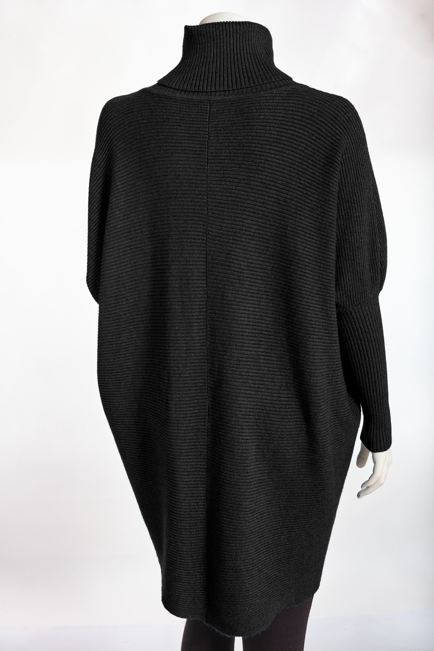 PEKIVESSA Longpullover Oversized langer Rollkragenpullover Damen Fledermausärmel (1-tlg) hinten länger