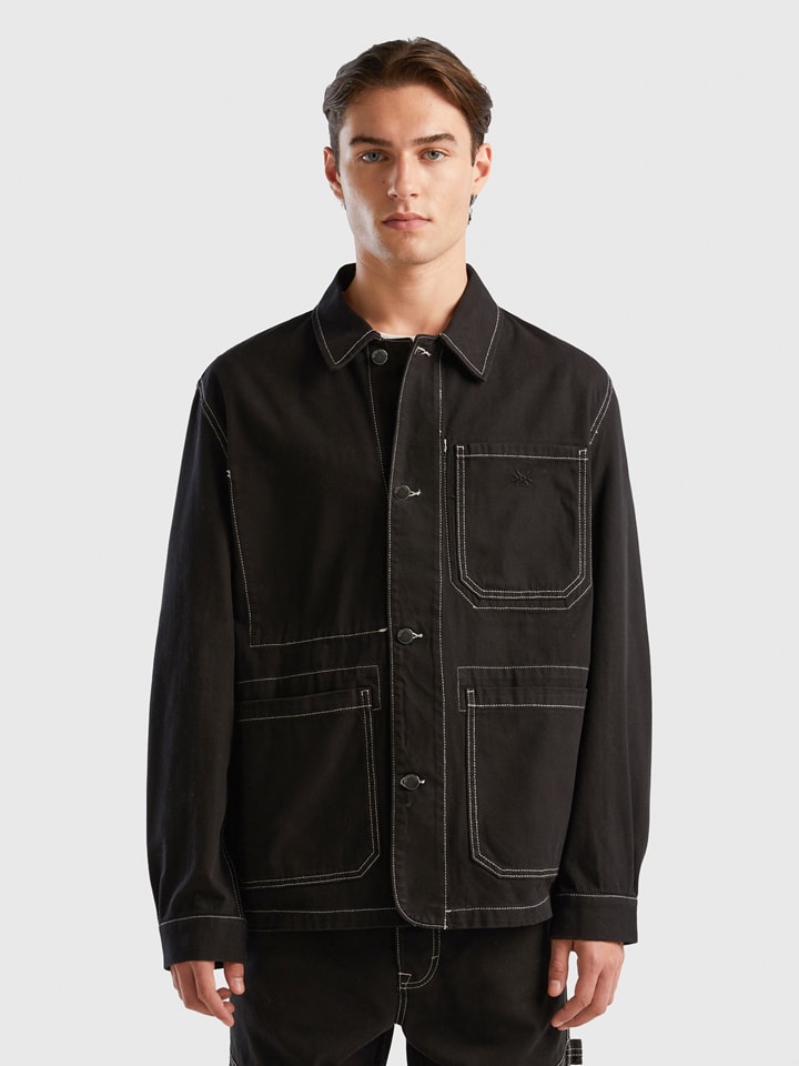 Benetton Hemdjacke in Schwarz günstig kaufen