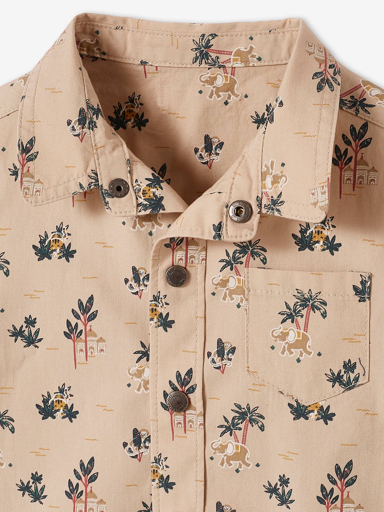 Ensemble chemise et short bébé taupe clair imprimé