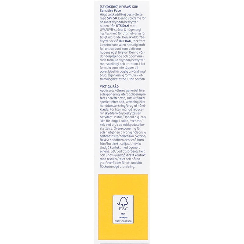 Nivea Solkrem 50 ml Face sensitive Nivea SPF50