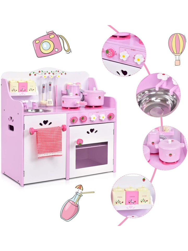 COSTWAY Spielküche in Rosa günstig kaufen 60 x 30 cm