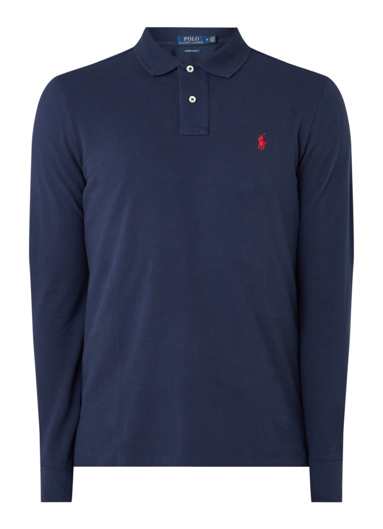Cămașă cu mânecă lungă din bumbac piqué Polo Ralph Lauren, cu croială slim și croială ajustată