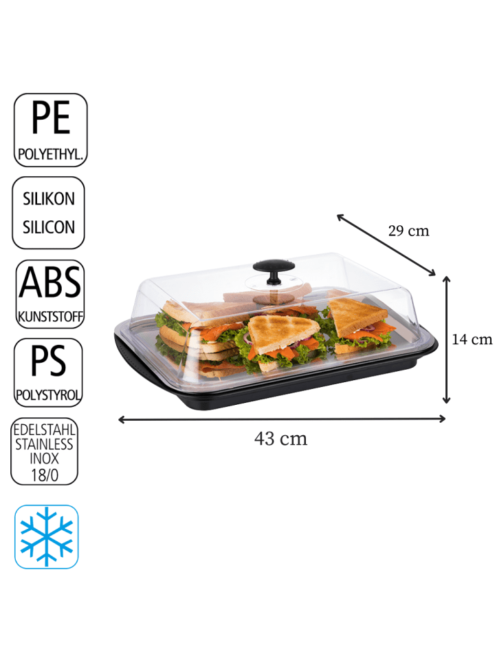 APS 6-tlg. Thermo Tablett Set in Schwarz/Transparent 43 x 29 cm, H: 14 cm günstig kaufen onesize