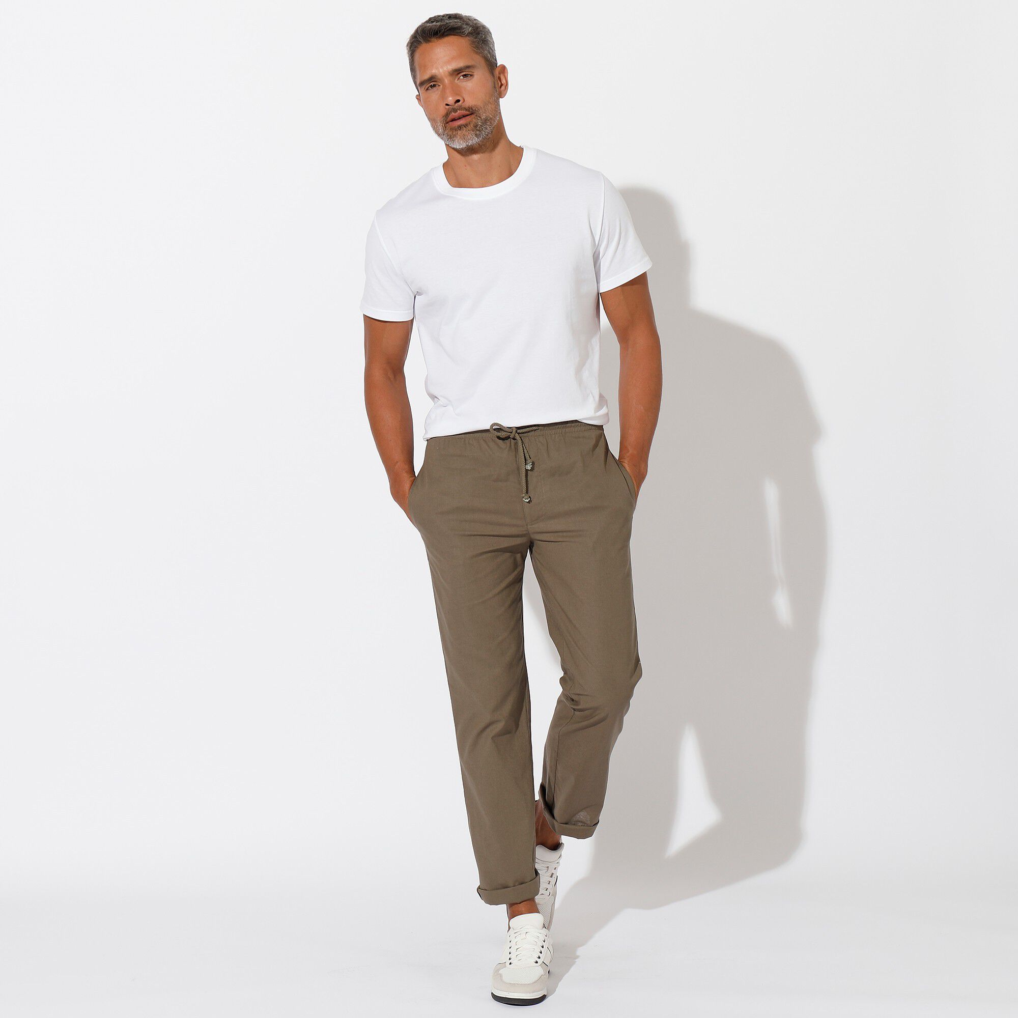 Pantalon toile taille élastiquée