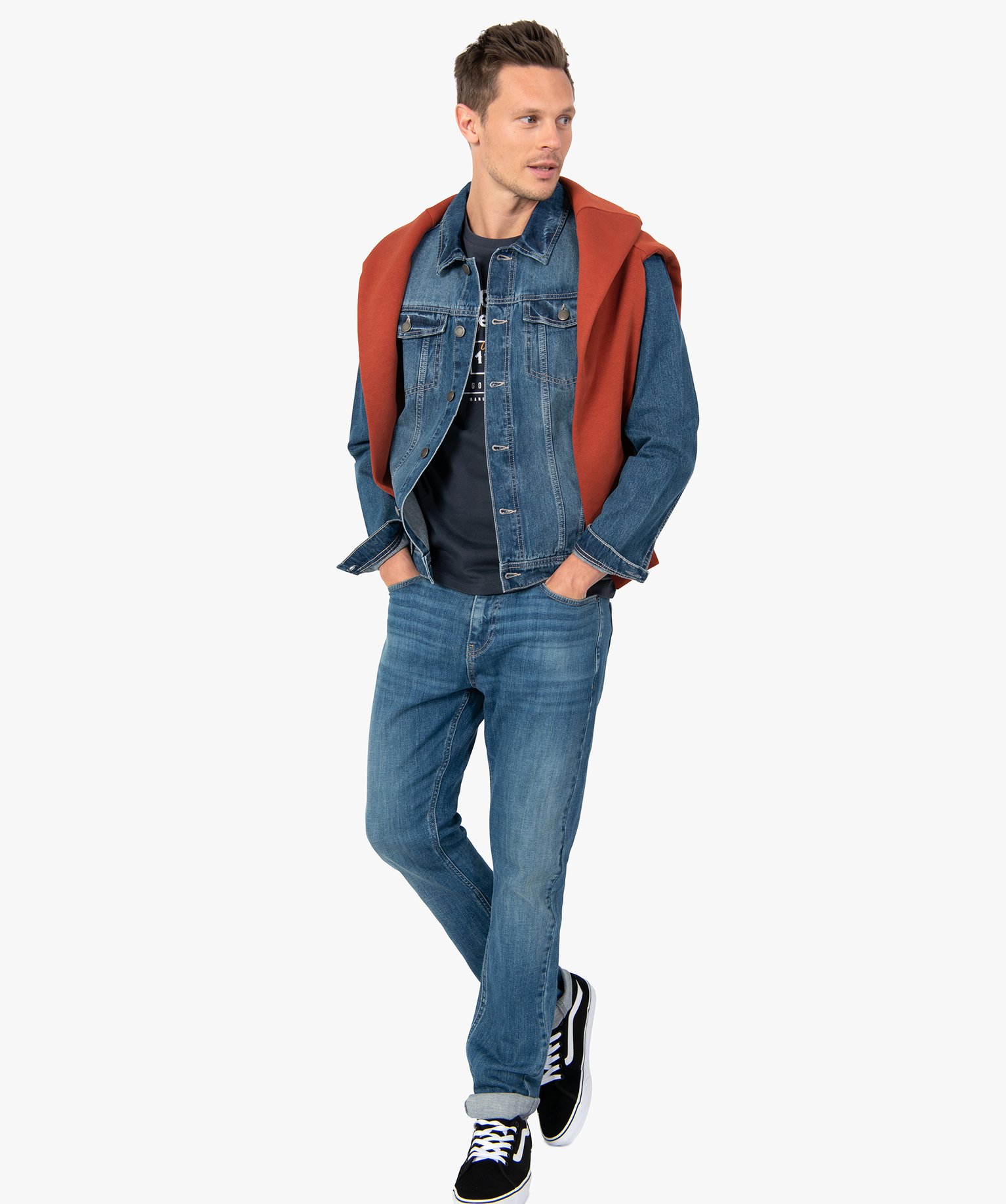 Tee-shirt homme à manches courtes avec imprimé rétro bleu | GEMO