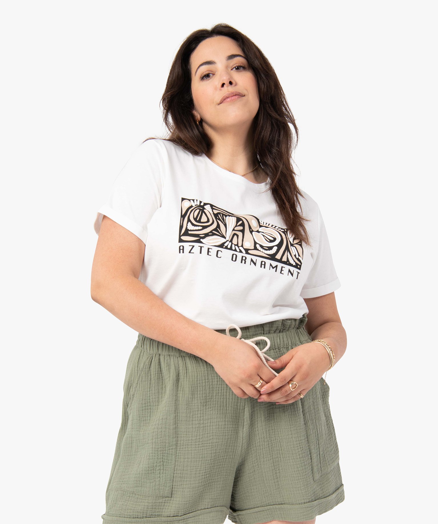Tee-shirt femme grande taille à manches courtes avec motif ... divers | GEMO