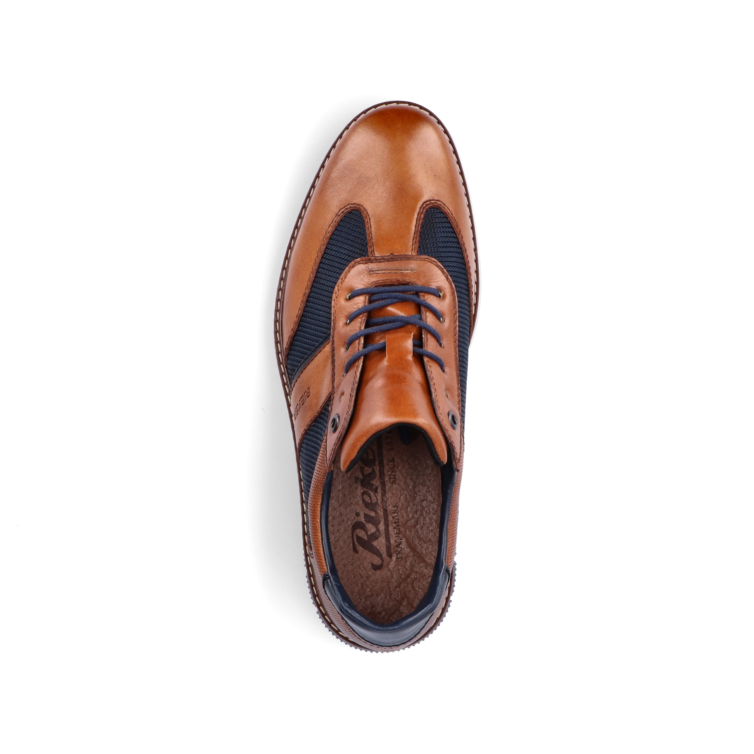 Rieker Herren Schnürschuhe zimtbraun-ozeanblau