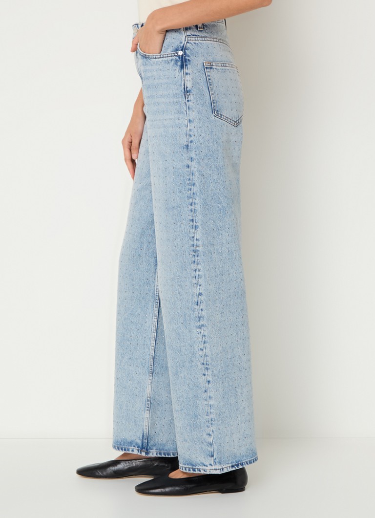 SAMSØE SAMSØE  Sashelly high waist wide leg jeans van biologisch katoen met  studs