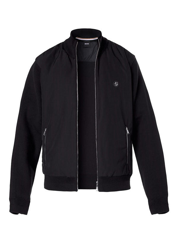 BOSS Black, Blouson Darmando, Mikrofaser Strick, schwarz