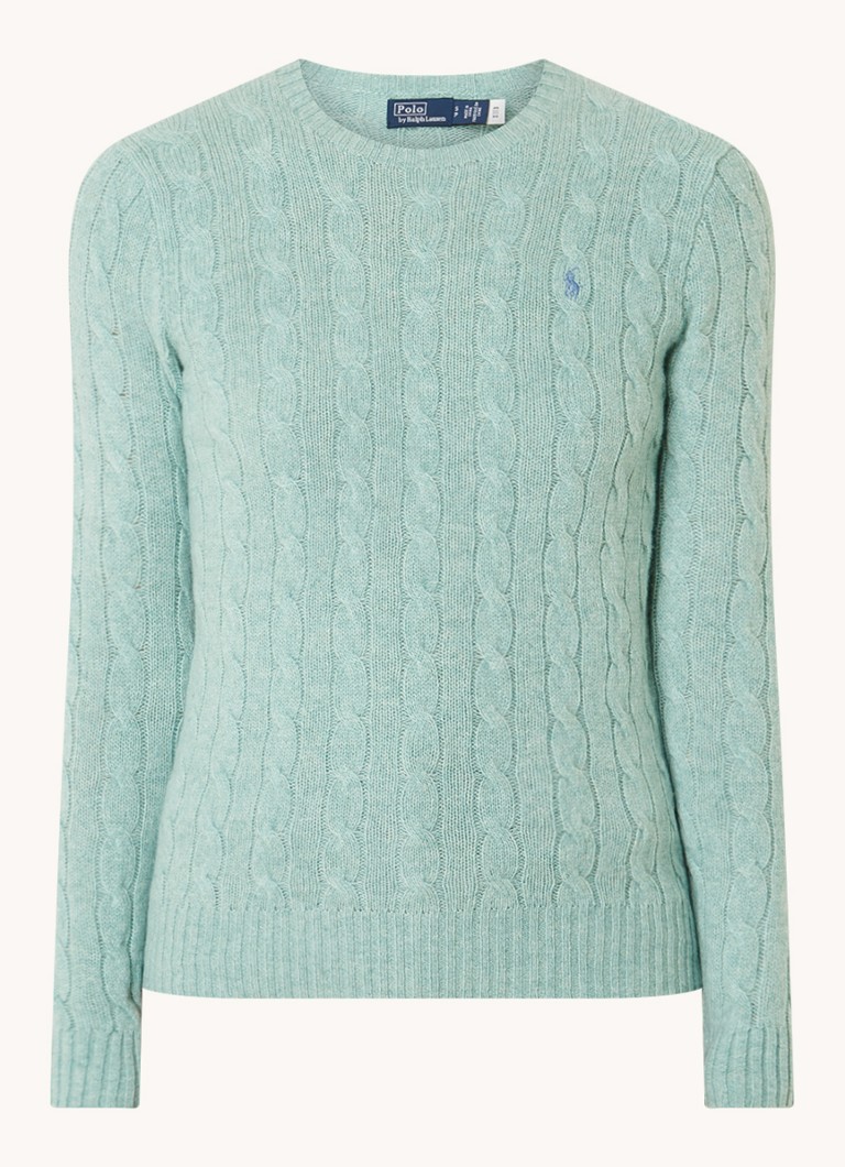 Ralph Lauren Julianna cable-knit pullover in cashmere blend with logo embroidery