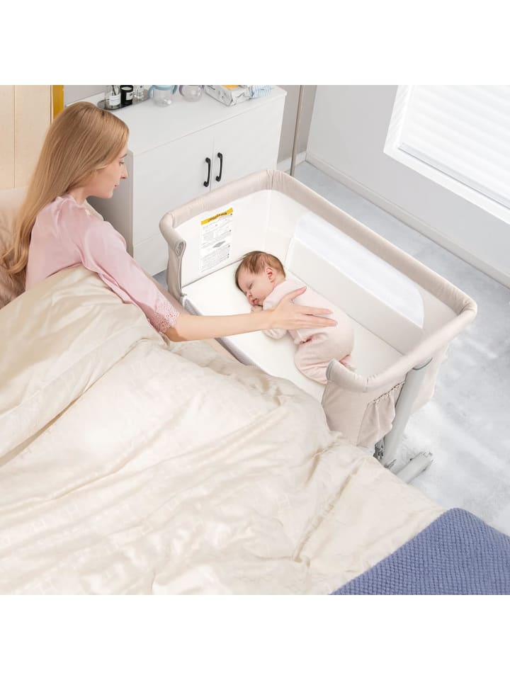 COSTWAY 3 in 1 Beistellbett in Beige günstig kaufen onesize