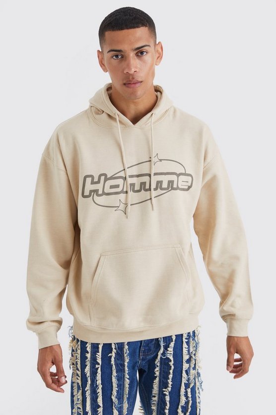 Oversize Hoodie mit Homme Print