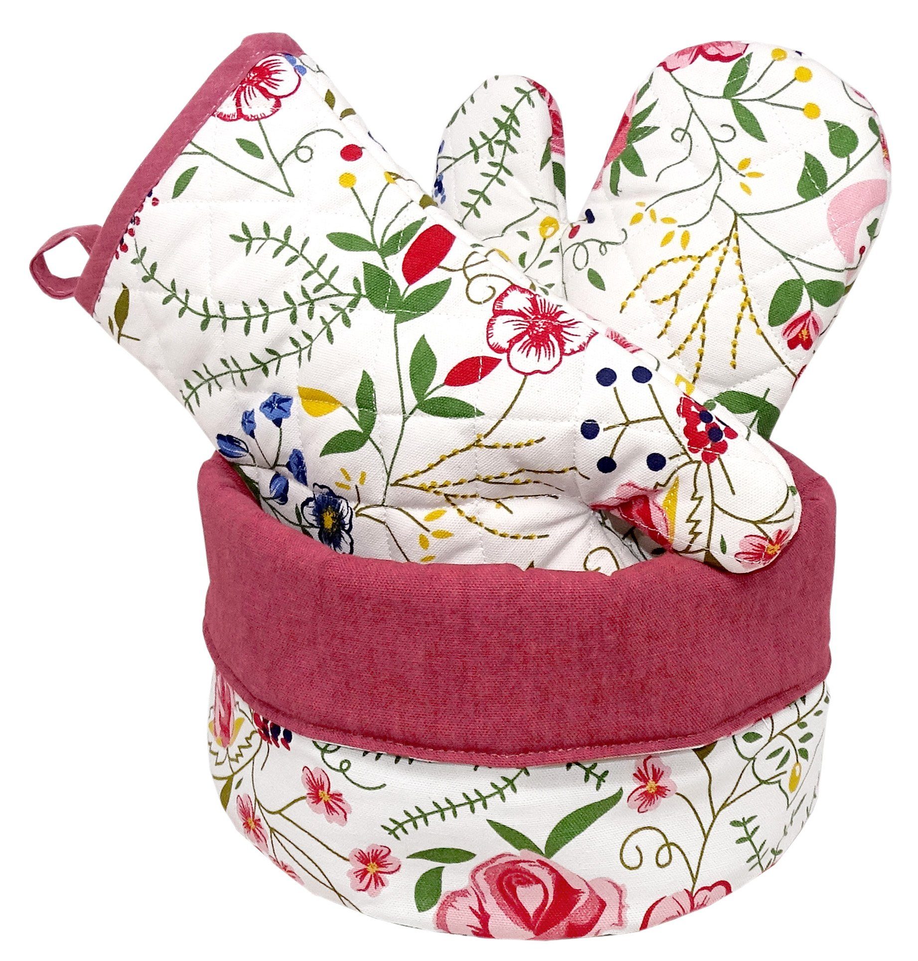 Lashuma Kochschürze Blumenranke, Damenschürze 80x65 cm, Bedruckte Grillschürze