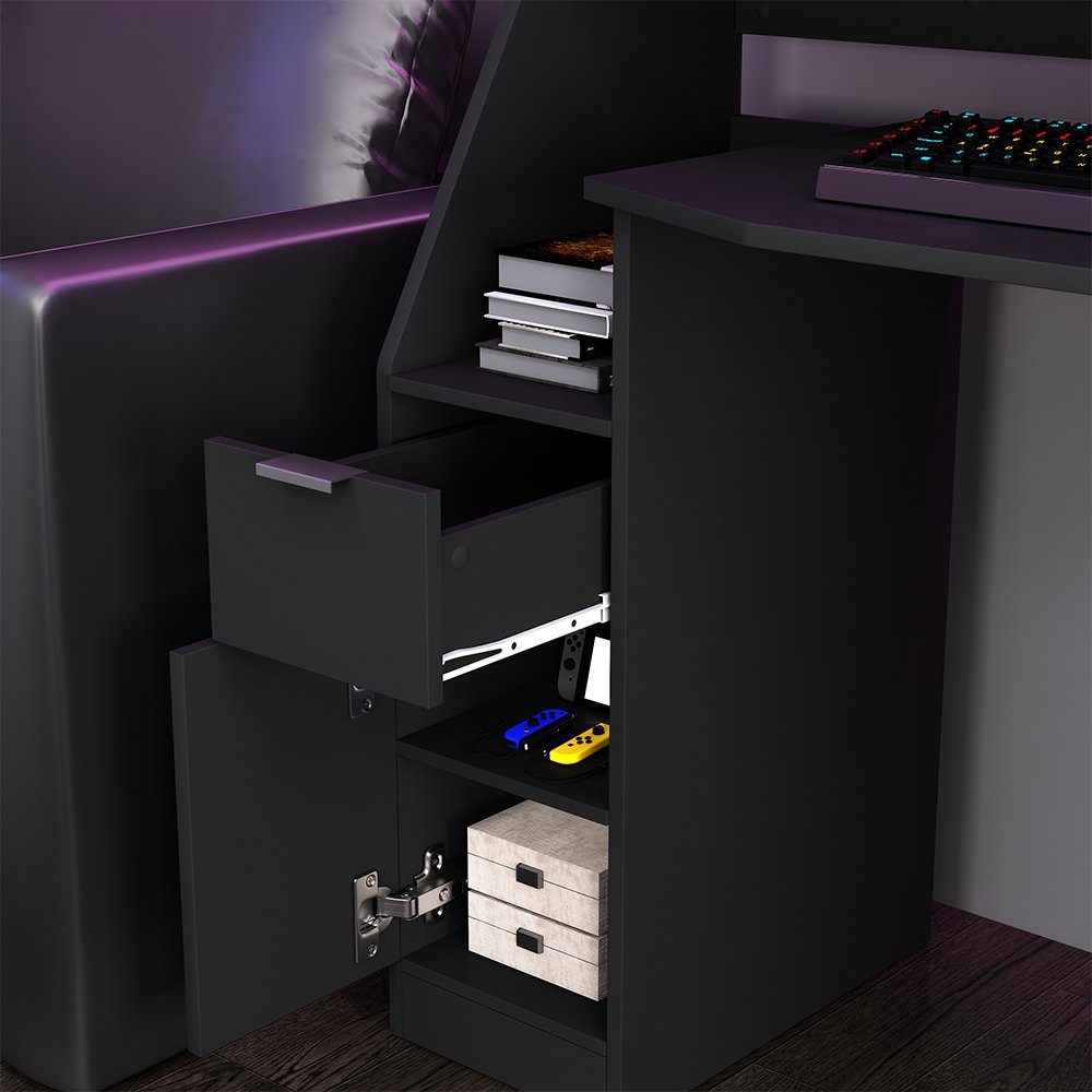 Livinity Computertisch Gamingtisch TAILS Schwarz