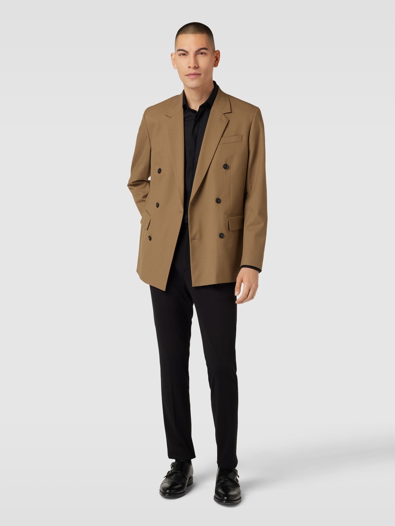 Regular Fit Sakko mit zweireihiger Knopfleiste Modell 'medem' in cognac