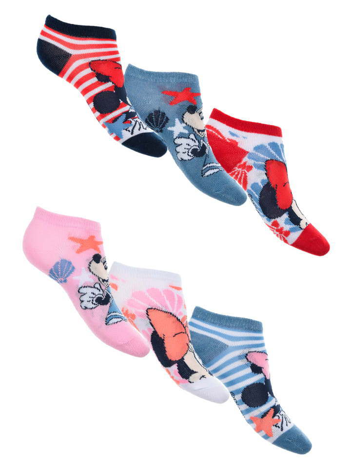 Disney Minnie Mouse 6er-Set: Socken Sneaker Strümpfe in Mehrfarbig günstig kaufen