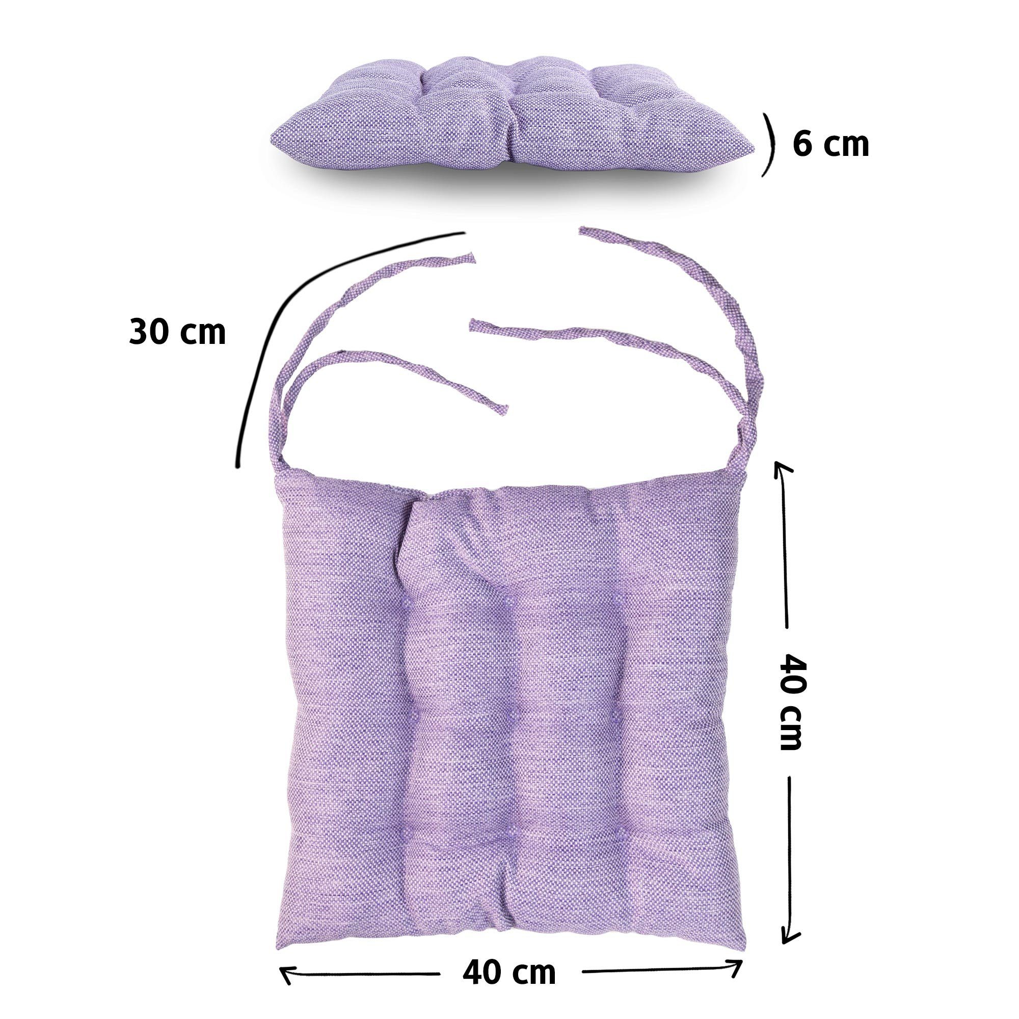 Komfortec Stuhlkissen 40x40 cm, 100% Mikrofaser Sitzkissen 220 g/m², Wasserabweisend, Dekokissen Sitzauflage mit Bändern Gartenstuhl für Innen&Außen