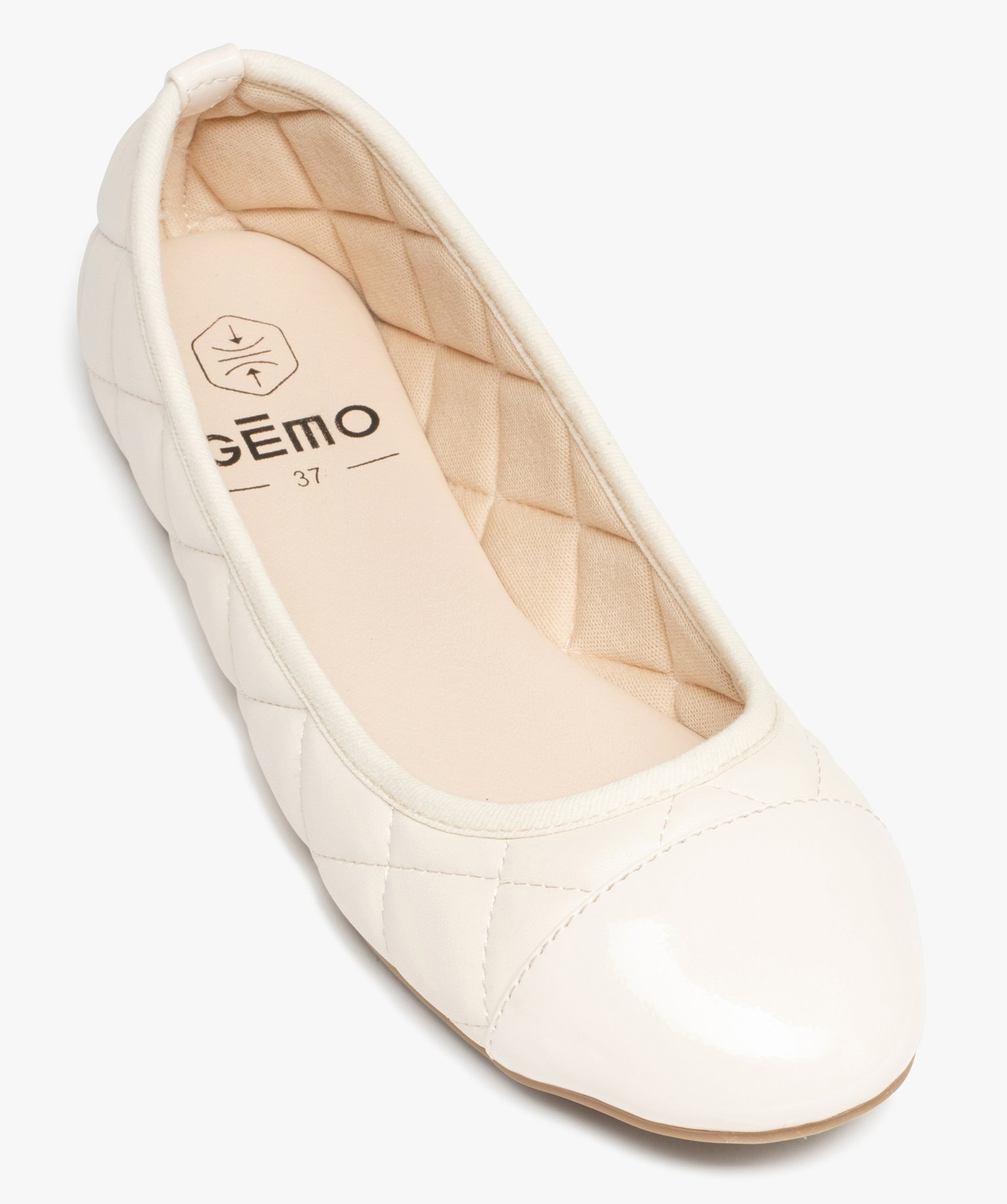 Ballerines femme avec effet matelassé et bout verni beige | GEMO