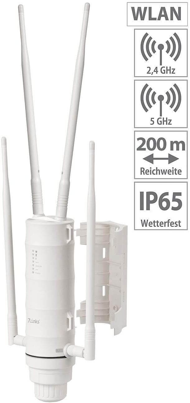 7Links WLR-1200 Wetterfester Outdoor-WLAN-Repeater Antenne mit 1.200 Mbit/s WLAN-Repeater