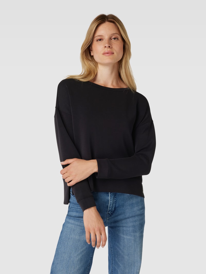 Sweatshirt mit Label-Applikation in schwarz