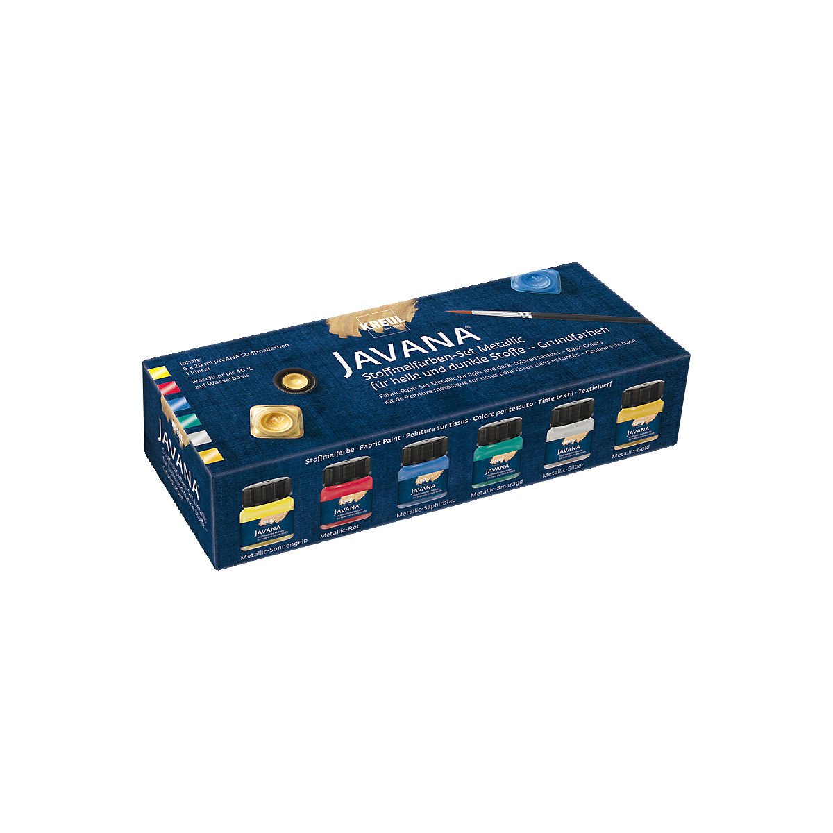 KREUL Javana Stoffmalfarben Metallic Grundfarben Set 6 x 20 ml