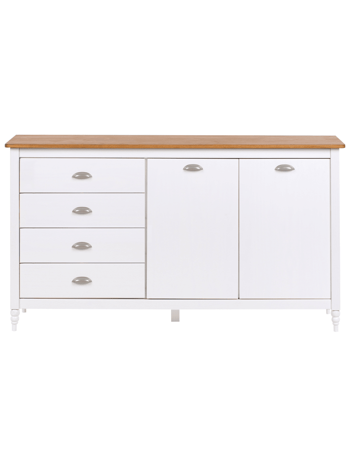 Beliani Sideboard SHILLINGTON in Weiß/Heller Holzfarbton/Silber günstig kaufen onesize