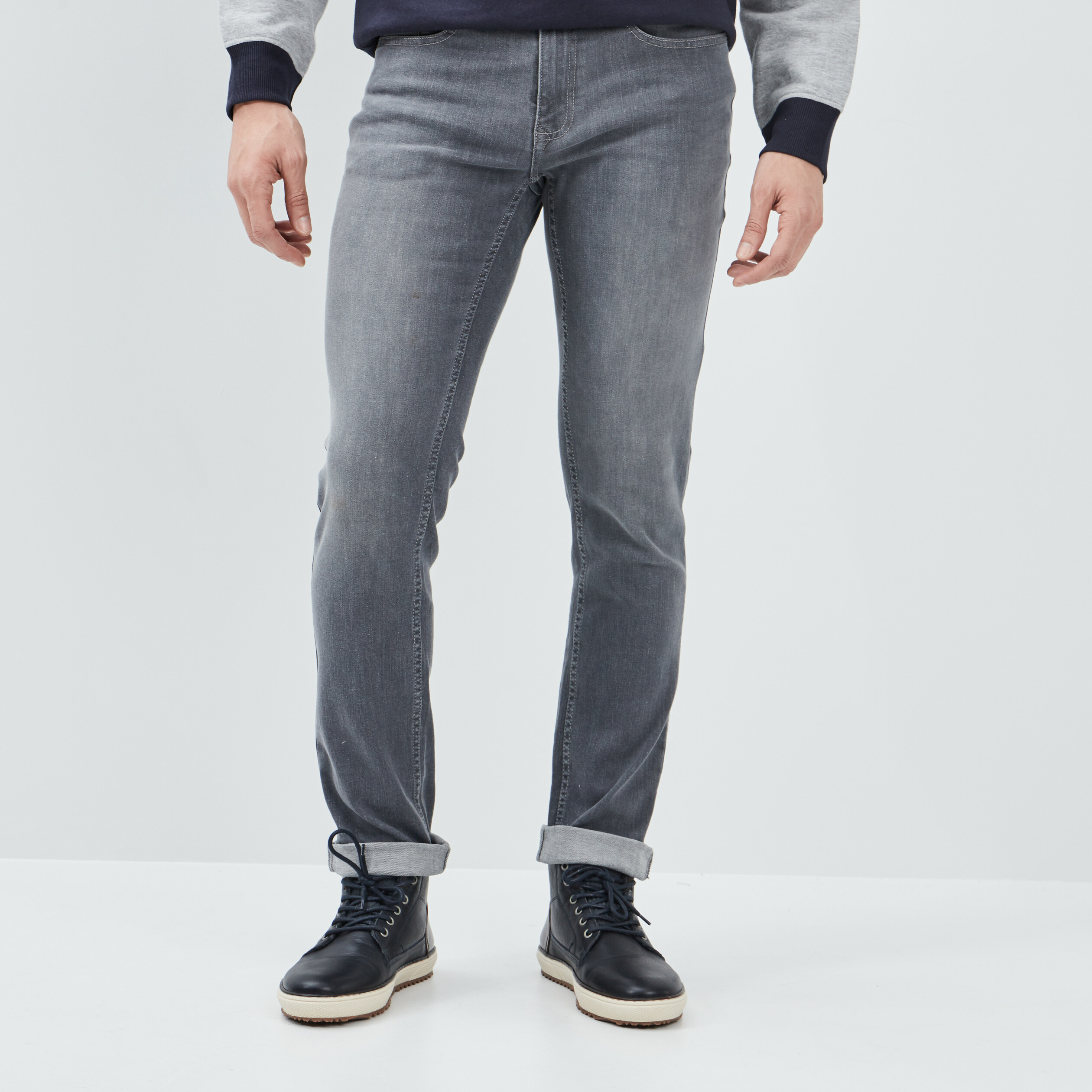Jeans slim taille standard denim gris homme | La Halle