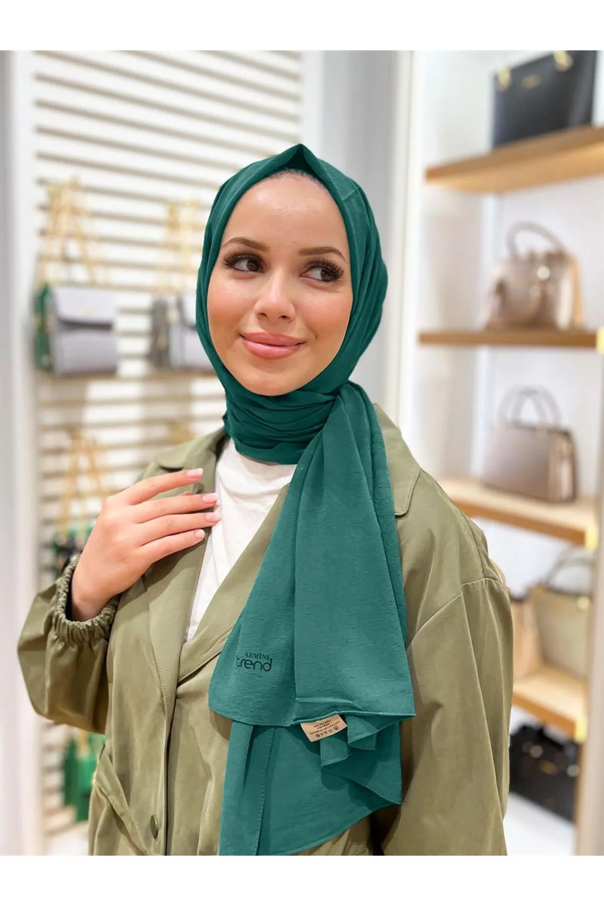 Armine  Trend Crinkle Chiffon-Schal – Atskrn-37 – Kieferngrün