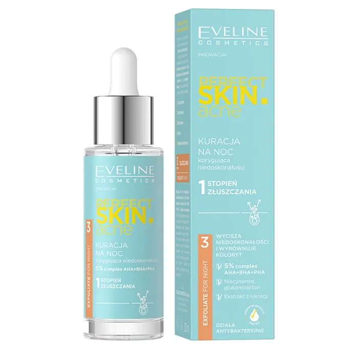 „Eveline Perfect Skin“ naktinis gydymas nuo spuogų su 5 % rūgštimis