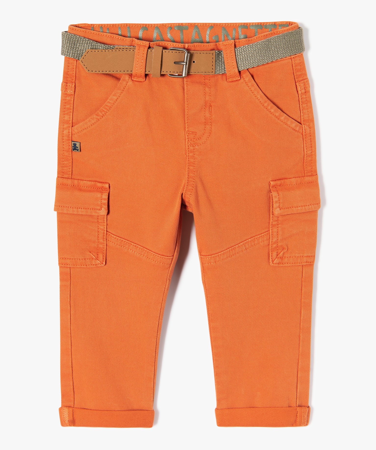 Pantalon bébé Garçon cargo avec ceinture chinée - LuluCa... orange | GEMO