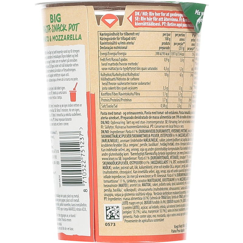 Knorr Tomat & mozzarella big snack pot 93 g Knorr