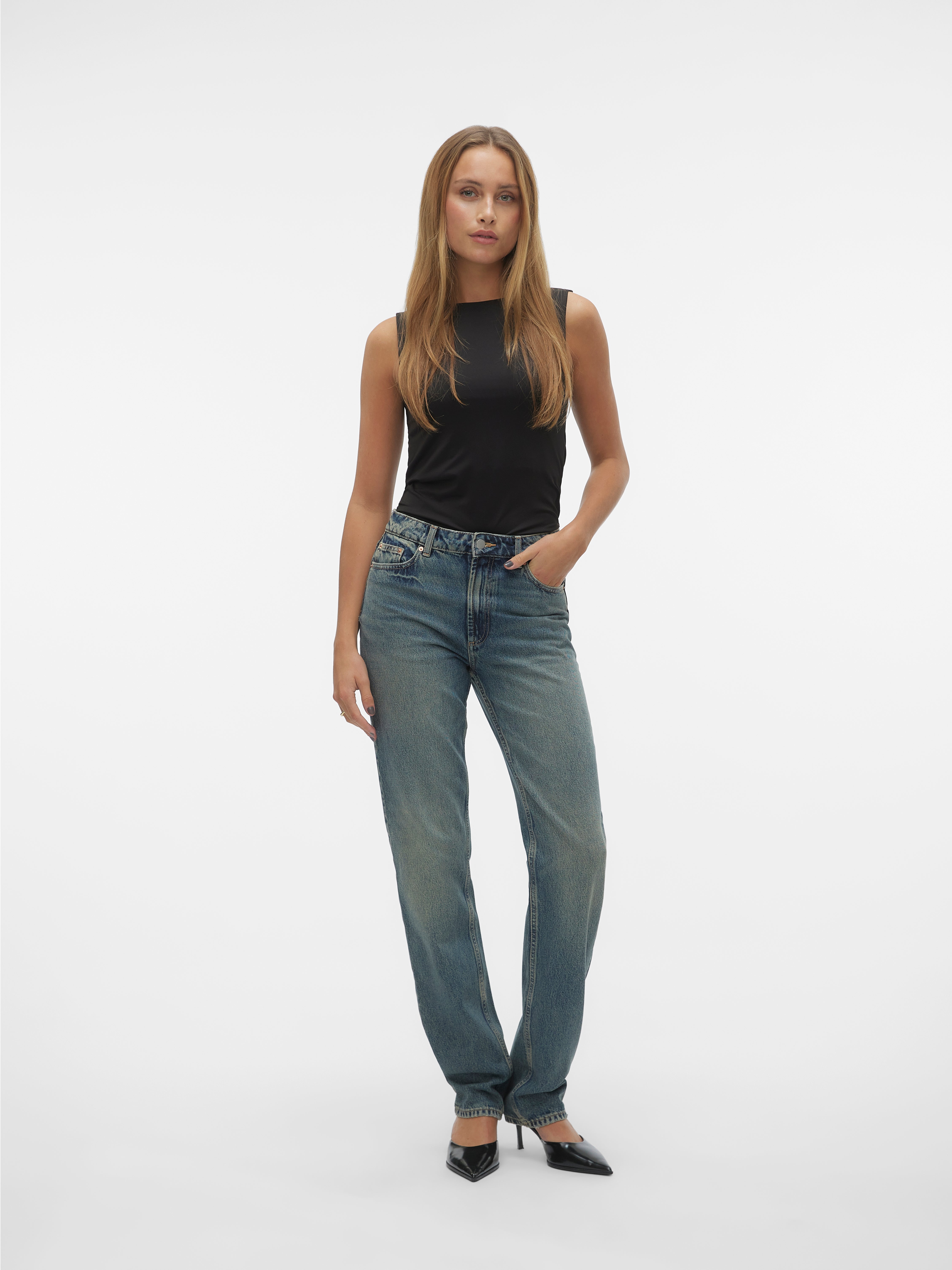 VMHAILEY Hohe Taille Gerade geschnitten Jeans