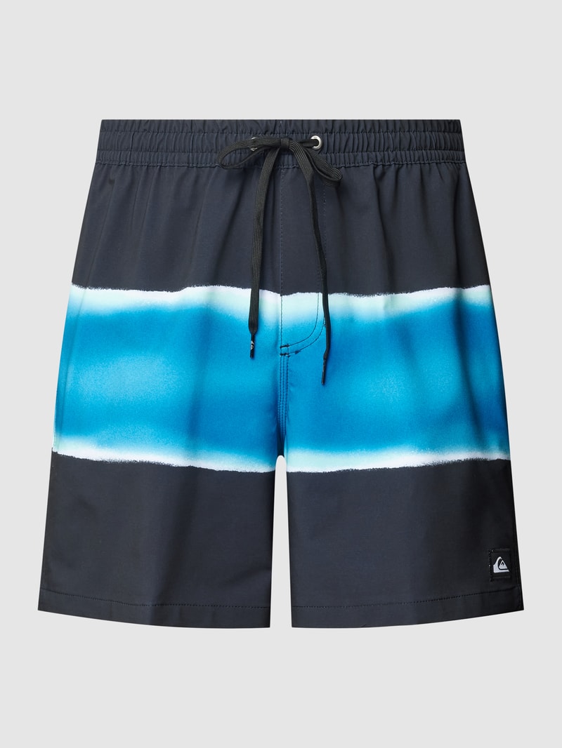 Badehose mit Allover-Muster Modell 'VOLLEY' in schwarz