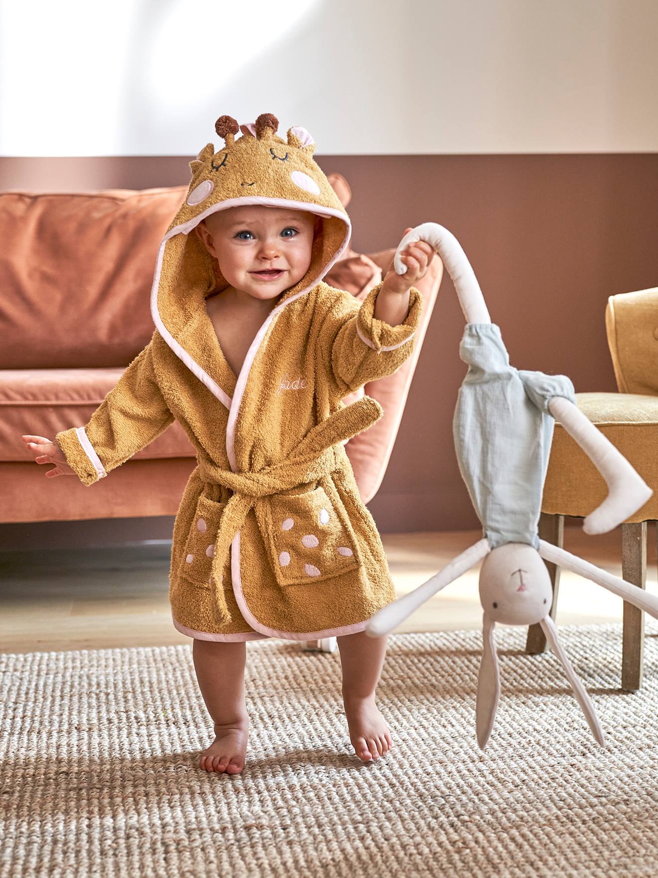 Peignoir de bain bébé Girafe ocre