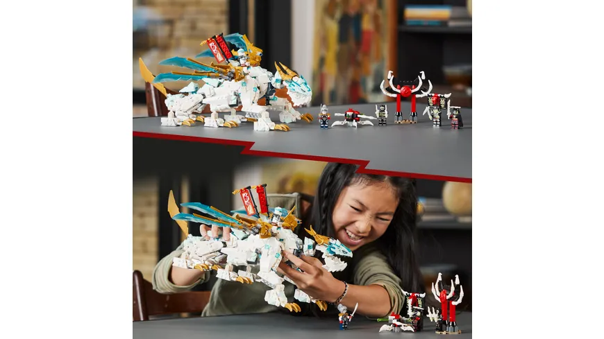 LEGO NINJAGO 71786 Zanes Eisdrache, 2in1 Spielzeug zum Bauen für Kinder
